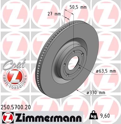 250570020 ZIMMERMANN Тормозной диск