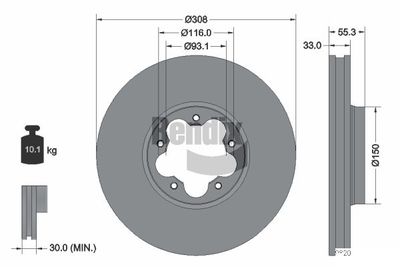 BDS1624 BENDIX Braking Тормозной диск