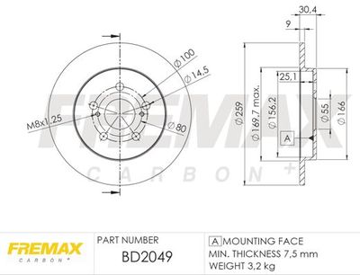 BD2049 FREMAX Тормозной диск