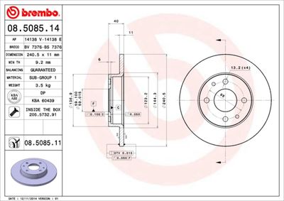 08508511 BREMBO Тормозной диск