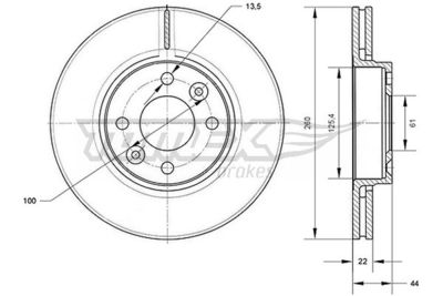 TX7034 TOMEX Brakes Тормозной диск