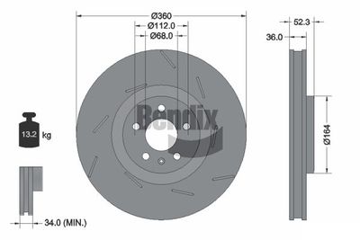 BDS2284RHC BENDIX Braking Тормозной диск