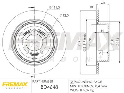 BD4648 FREMAX Тормозной диск