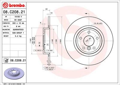 08C20821 BREMBO Тормозной диск