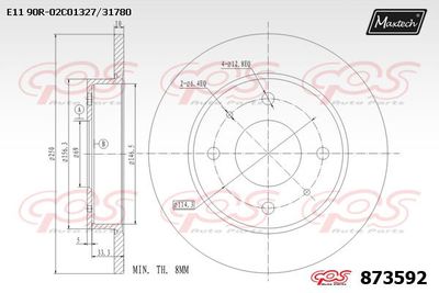 873592 MAXTECH Тормозной диск