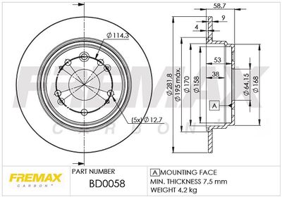 BD0058 FREMAX Тормозной диск