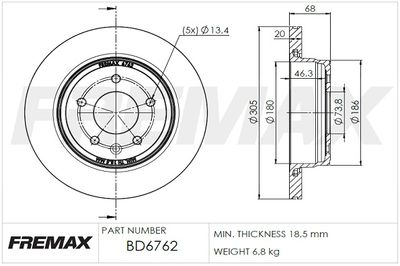 BD6762 FREMAX Тормозной диск