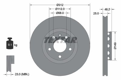 92106100 TEXTAR Тормозной диск