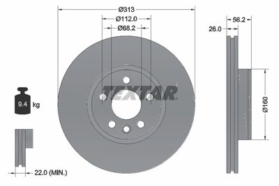 92109905 TEXTAR Тормозной диск