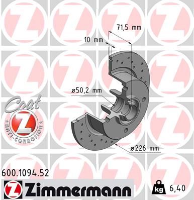 600109452 ZIMMERMANN Тормозной диск