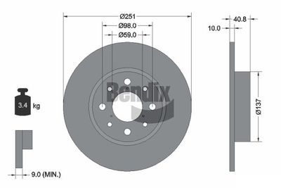 BDS1317 BENDIX Braking Тормозной диск