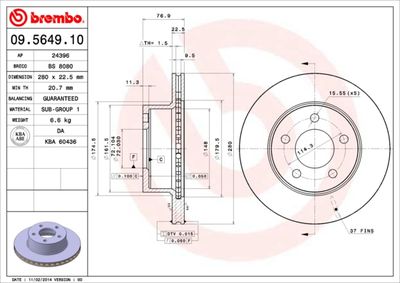 09564910 BREMBO Тормозной диск