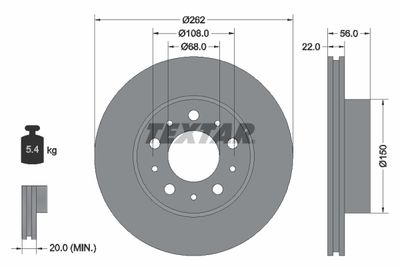 92051200 TEXTAR Тормозной диск