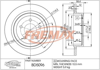 BD5096 FREMAX Тормозной диск