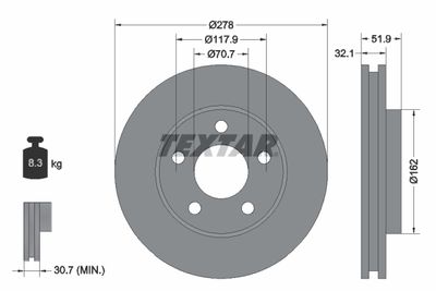 92332500 TEXTAR Тормозной диск