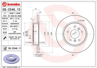 08C54611 BREMBO Тормозной диск