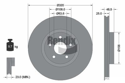 BDS1363 BENDIX Braking Тормозной диск