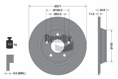 BDS1590 BENDIX Braking Тормозной диск