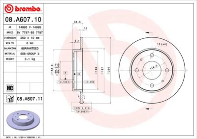 08A60710 BREMBO Тормозной диск