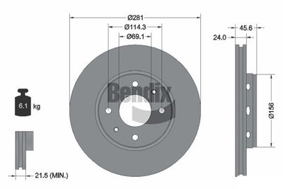 BDS1671 BENDIX Braking Тормозной диск