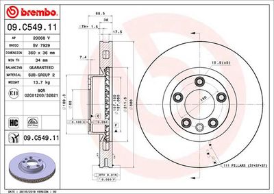 09C54911 BREMBO Тормозной диск