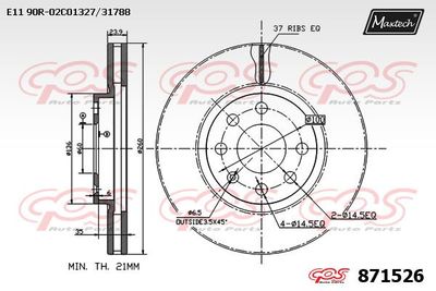 871526 MAXTECH Тормозной диск