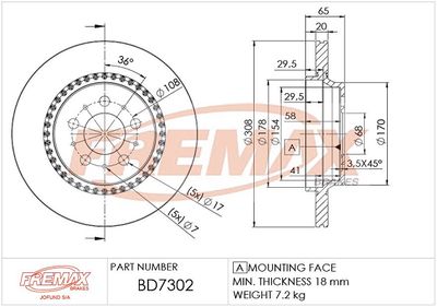 BD7302 FREMAX Тормозной диск