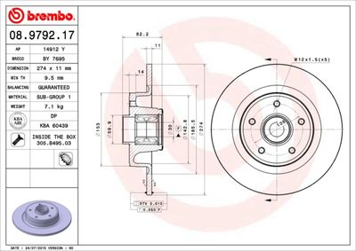 08979217 BREMBO Тормозной диск