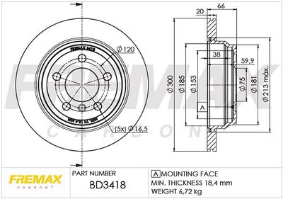 BD3418 FREMAX Тормозной диск