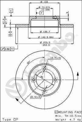 BS7341 BRECO Тормозной диск