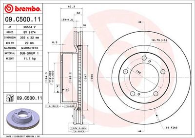 09C50011 BREMBO Тормозной диск