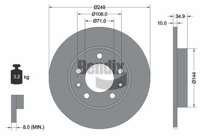 BDS1313 BENDIX Braking Тормозной диск