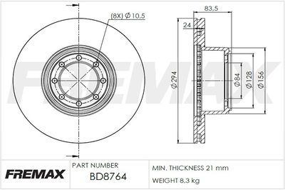 BD8764 FREMAX Тормозной диск