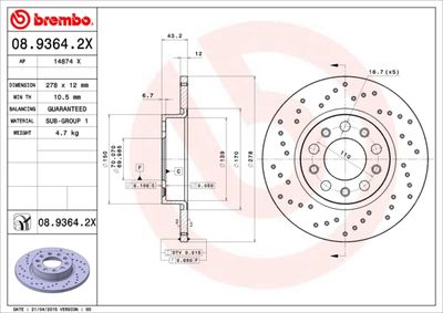 0893642X BREMBO Тормозной диск