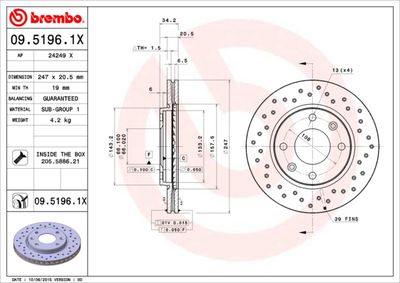 0951961X BREMBO Тормозной диск