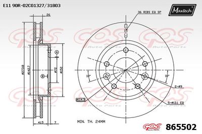 865502 MAXTECH Тормозной диск