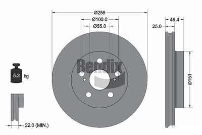 BDS2064 BENDIX Braking Тормозной диск