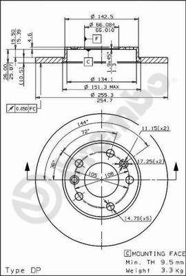 BS7443 BRECO Тормозной диск