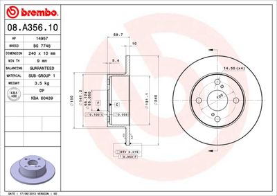 08A35610 BREMBO Тормозной диск
