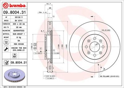 09800431 BREMBO Тормозной диск