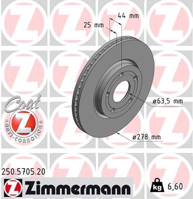 250570520 ZIMMERMANN Тормозной диск