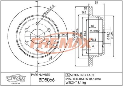 BD5066 FREMAX Тормозной диск