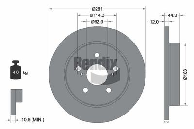 BDS2096 BENDIX Braking Тормозной диск