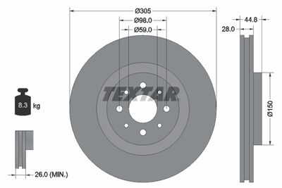 92228503 TEXTAR Тормозной диск