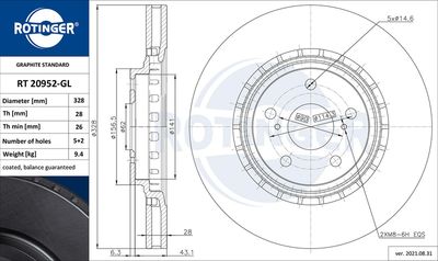 RT20952GL ROTINGER Тормозной диск