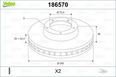 186570 VALEO Тормозной диск
