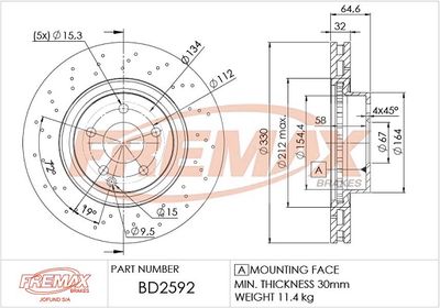 BD2592 FREMAX Тормозной диск