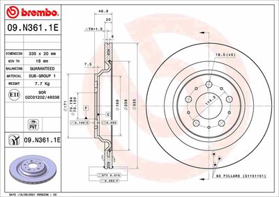 09N3611E BREMBO Тормозной диск