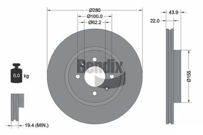 BDS1278 BENDIX Braking Тормозной диск