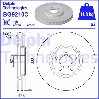 BG9210C DELPHI Тормозной диск